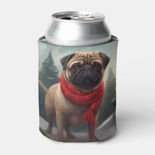 Pug Dog in Sneeuw Kerstmis Blikjeskoeler (Blikje Voorkant)