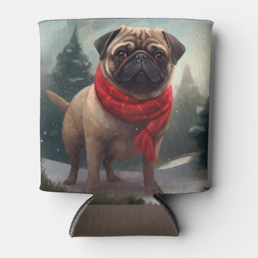 Pug Dog in Sneeuw Kerstmis Blikjeskoeler (Voorkant)
