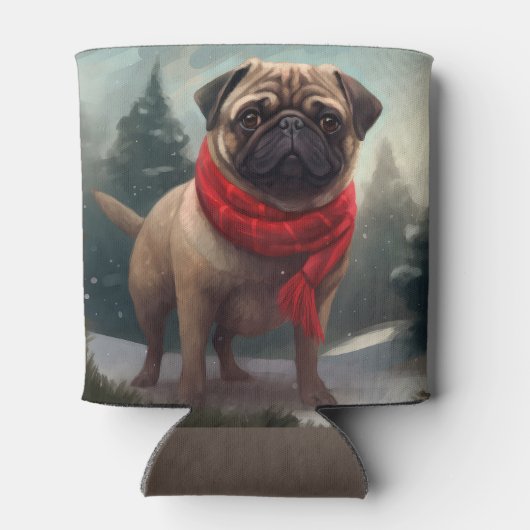 Pug Dog in Sneeuw Kerstmis Blikjeskoeler (Achterkant)
