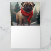 Pug Dog in Sneeuw Kerstmis Kaart (Binnen)