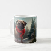 Pug Dog in Sneeuw Kerstmis Koffiemok (Voorkant links)