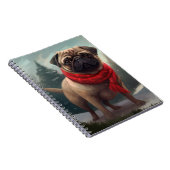 Pug Dog in Sneeuw Kerstmis Notitieboek (Rechterzijde)