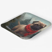 Pug Dog in Sneeuw Kerstmis Papieren Bordje (Gebogen)