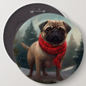 Pug Dog in Sneeuw Kerstmis Ronde Button 6,0 Cm (Voorkant /achterkant)