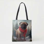 Pug Dog in Sneeuw Kerstmis Tote Bag (Voorkant)