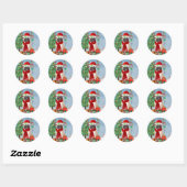 Pug Dog in sneeuw met kerstcadeaus Ronde Sticker (Vel)