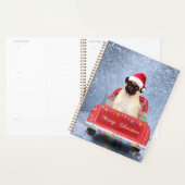 Pug Dog in sneeuw, met kersttruck Planner (Display)