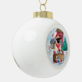Pug Dog in sneeuwkerst Keramische Bal Ornament (Links)