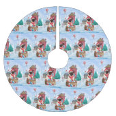 Pug Dog in sneeuwkerst Kerstboom Rok (Voorkant)