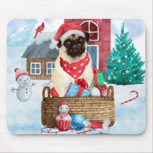 Pug Dog in sneeuwkerst Muismat