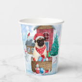 Pug Dog in sneeuwkerst Papieren Bekers (Achterkant)