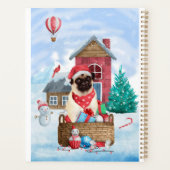 Pug Dog in sneeuwkerst Planner (Achterkant)