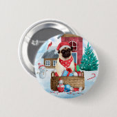 Pug Dog in sneeuwkerst Ronde Button 5,7 Cm (Voorkant /achterkant)