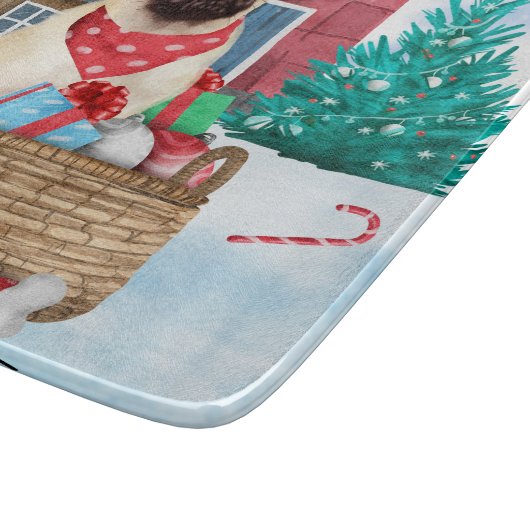 Pug Dog in sneeuwkerst Snijplank (Hoek)