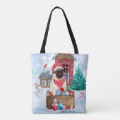 Pug Dog in sneeuwkerst Tote Bag (Achterkant)