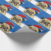 Pug Dog in Sneeuwkerstfeest Kunstportret Cadeaupapier (Hoek)