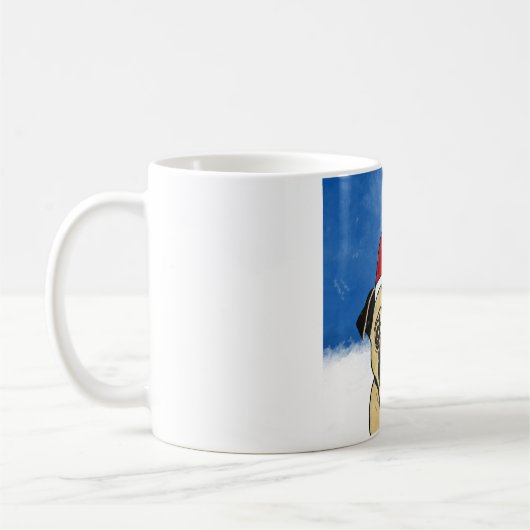 Pug Dog in Sneeuwkerstfeest Kunstportret Koffiemok (Links)