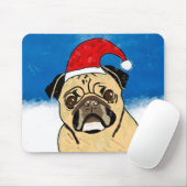 Pug Dog in Sneeuwkerstfeest Kunstportret Muismat (Met muis)