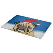 Pug Dog in Sneeuwkerstfeest Kunstportret Snijplank (Hoek)