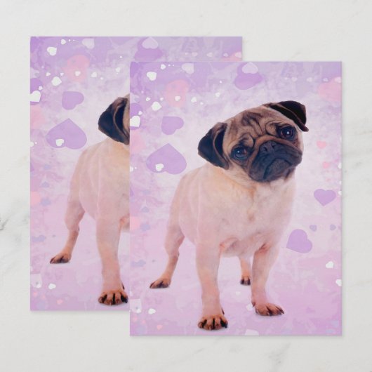 Pug Dog Kaart (Voorkant / Achterkant)