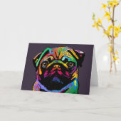 Pug Dog Kaart (Gele Bloem)