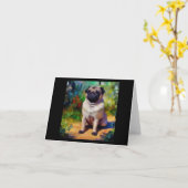 Pug Dog Kaart (Gele Bloem)