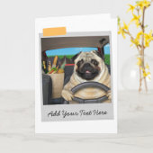 Pug Dog-kaart voor chauffeur Kaart (Gele Bloem)