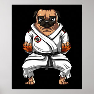 Pug Dog Karate Ninja Arts Pet Poster