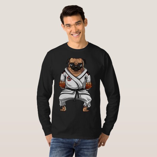 Pug Dog Karate Ninja Martial Arts Pet T-shirt (Voorkant volledig)