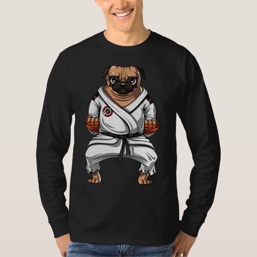 Pug Dog Karate Ninja Martial Arts Pet T-shirt (Voorkant)