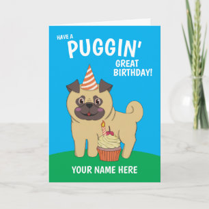 Pug Dog Kawaii Birthday Kaart