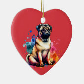Pug Dog Keramisch Ornament (Rechts)