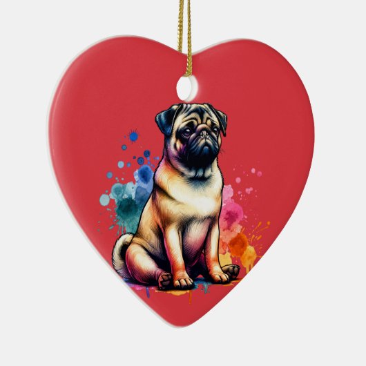 Pug Dog Keramisch Ornament (Rechts)