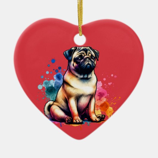 Pug Dog Keramisch Ornament (Voorkant)