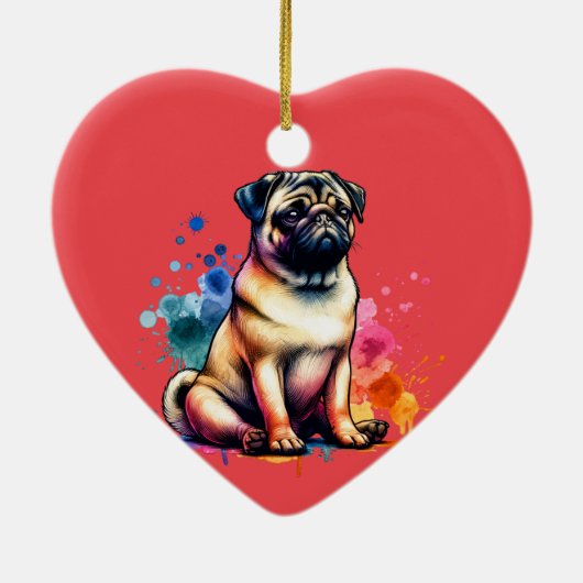 Pug Dog Keramisch Ornament (Achterkant)