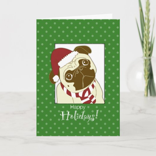 Pug Dog kerst, grappig Feestdagen Kaart (Voorkant)