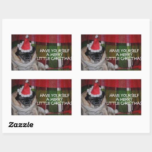 Pug Dog Kerst stickers (Vel)