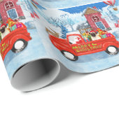Pug Dog kerstbezorging vrachtwagen sneeuw Cadeaupapier (Rol Hoek)