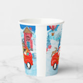 Pug Dog kerstbezorging vrachtwagen sneeuw Papieren Bekers (Links)