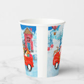 Pug Dog kerstbezorging vrachtwagen sneeuw Papieren Bekers (Rechts)