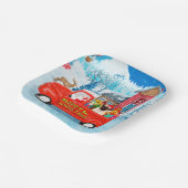 Pug Dog kerstbezorging vrachtwagen sneeuw Papieren Bordje (Gebogen)