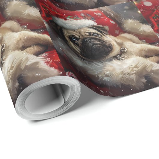 Pug Dog Kerstfeest Cadeaupapier (Rol Hoek)