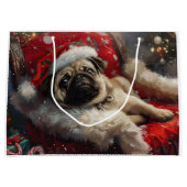 Pug Dog Kerstfeest Groot Cadeauzakje (Voorkant)