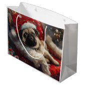 Pug Dog Kerstfeest Groot Cadeauzakje (Achterkant Gekanteld)