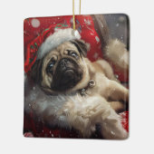 Pug Dog Kerstfeest Keramisch Ornament (Links)