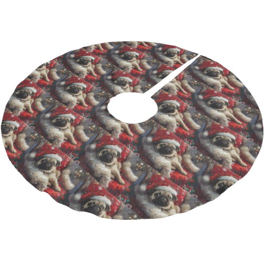 Pug Dog Kerstfeest Kerstboom Rok (Gekanteld)