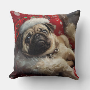 Pug Dog Kerstfeest Kussen