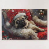Pug Dog Kerstfeest Legpuzzel (Horizontaal)