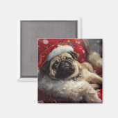 Pug Dog Kerstfeest Magneet (Voorkant / Achterkant)