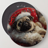 Pug Dog Kerstfeest Ronde Button 6,0 Cm (Voorkant /achterkant)